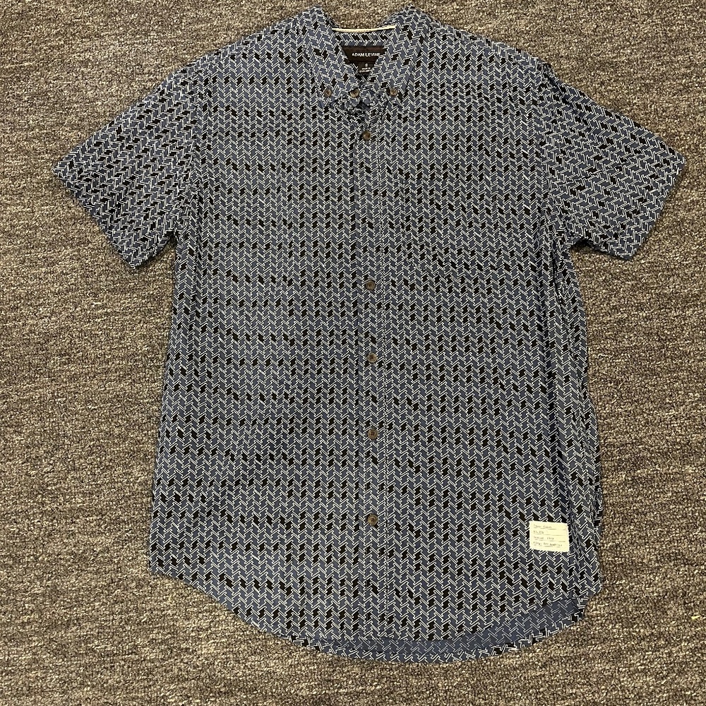 Adam Levine Multi-Blue Pattern Collar Shirt Size Adult Small